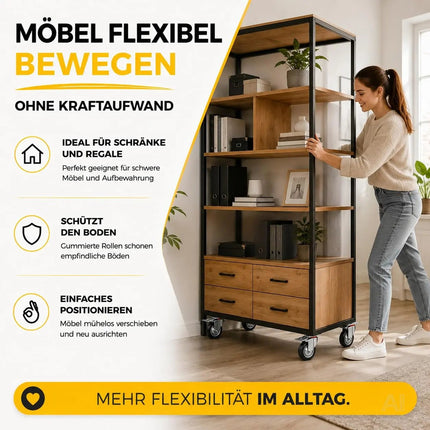 4er Transportrollen & Schwerlastrollen - mit Bremse - Lenkrolle - Bis 400 kg belastbar – Detailansicht 4
