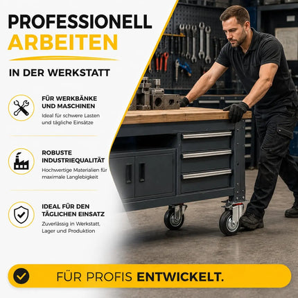 4er Transportrollen & Schwerlastrollen - mit Bremse - Lenkrolle - Bis 400 kg belastbar Schwerlast Möbelrollen (4x Lenkrollen ∅7.5 cm)