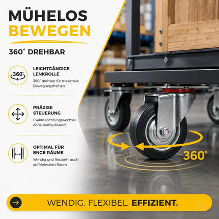 4er Transportrollen & Schwerlastrollen - mit Bremse - Lenkrolle - Bis 400 kg belastbar – Detailansicht 6