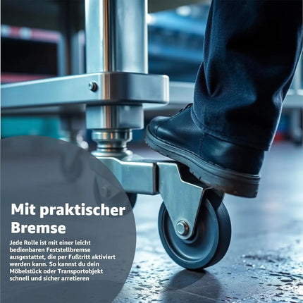 4er Transportrollen & Schwerlastrollen mit Bremse
