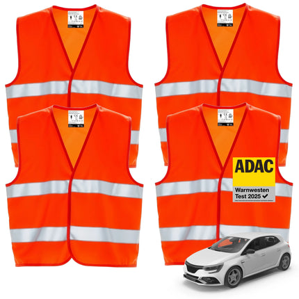 4er Warnwesten Auto ISO20471 orange 2025 - leuchtende & reflektierende Sicherheitswesten für PKW & LKW - Autozubehör für Notfälle und Pannen - TK Gruppe® Offizieller Onlineshop