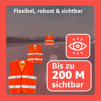 4er Warnwesten Auto ISO20471 orange 2025 - leuchtende & reflektierende Sicherheitswesten für PKW & LKW - Autozubehör für Notfälle und Pannen - TK Gruppe® Offizieller Onlineshop
