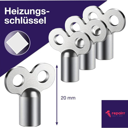 4x Heizkörper-Entlüftungsschlüssel: Schlüssel zum Entlüften von Heizungen - Universell einsetzbar für Heizkörper - Hilft Heizkosten zu reduzieren