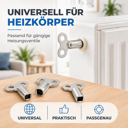 4x Heizkörper-Entlüftungsschlüssel: Schlüssel zum Entlüften von Heizungen