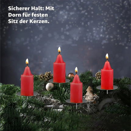 4x Kerzenhalter Gold Kerzenteller Adventskranzstecker 5 cm Kerzenstecker für Adventskranz