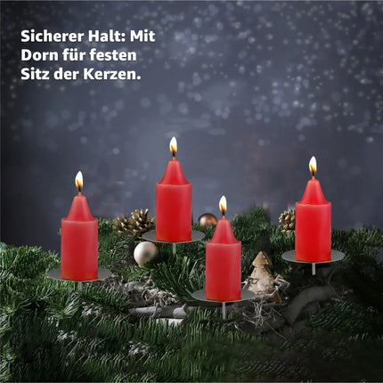 4x Kerzenhalter Silber Kerzenteller Adventskranzstecker Kerzenstecker für Adventskranz