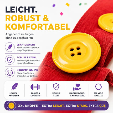 4x Knöpfe in Gelb & extra groß – ideal für Erwachsenen-Latzhosen zu Karneval und Fasching, für Damen und Herren – inspiriert von Mario und Waluigi, für Kostüme und Verkleidungen