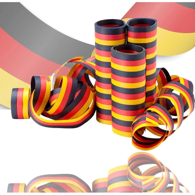 4x Luftschlangen Deutschland schwarz-rot-gelb Partydeko Deko Fußball WM EM