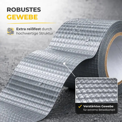 3x Panzertape Tank Tape 2.0 – Gewebeklebeband 50 m x 50 mm – ultrastarkes Duct Tape silber – witterungsbeständiges Reparaturband