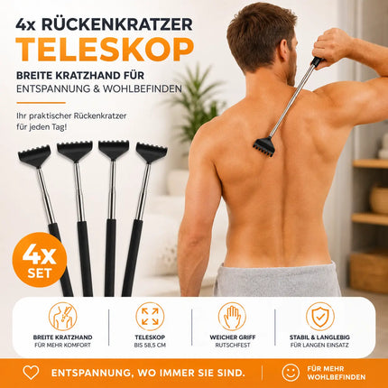 4x Rückenkratzer Teleskop: Breite Kratzhand als Massagegerät und Rückenkrauler