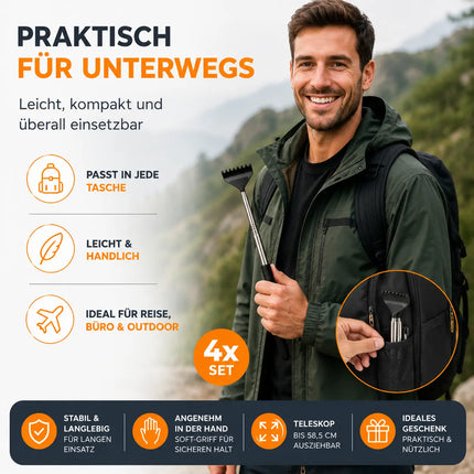 4x Rückenkratzer Teleskop: Breite Kratzhand als Massagegerät und Rückenkrauler