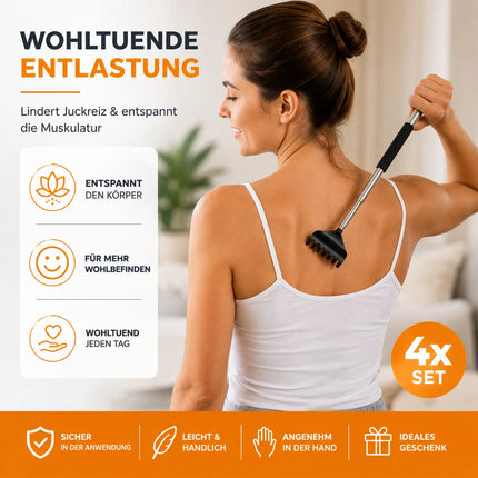 4x Rückenkratzer Teleskop: Breite Kratzhand als Massagegerät und Rückenkrauler