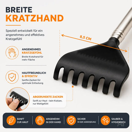 4x Rückenkratzer Teleskop: Breite Kratzhand als Massagegerät und Rückenkrauler – Maße und Abmessungen 5