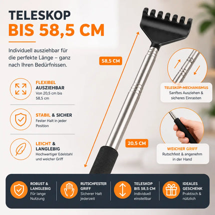 4x Rückenkratzer Teleskop: Breite Kratzhand als Massagegerät und Rückenkrauler