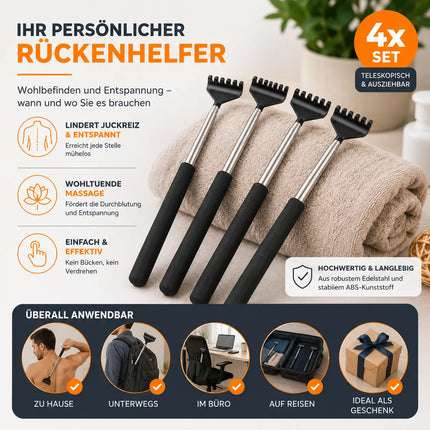 4x Rückenkratzer Teleskop: Breite Kratzhand als Massagegerät und Rückenkrauler