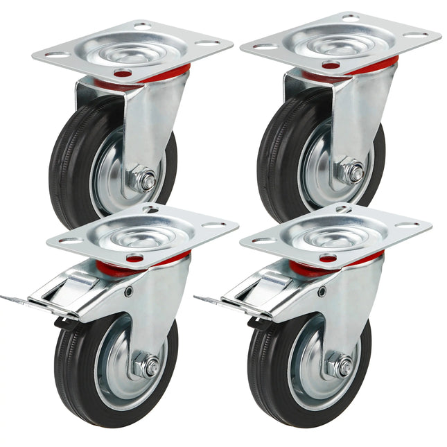 4x Schwerlastrollen mit Bremse bis 400 kg belastbar - Lenkrolle 75 mm Transportrollen - Rollen mit Bremsen - Möbelrollen - TK Gruppe® Offizieller Onlineshop