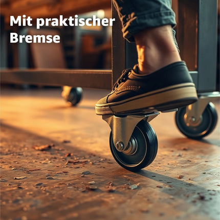4x Schwerlastrollen mit Bremse bis 400 kg belastbar - Lenkrolle 75 mm Transportrollen - Rollen mit Bremsen - Möbelrollen - TK Gruppe® Offizieller Onlineshop