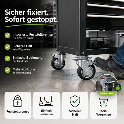 4x Schwerlastrollen mit Bremse bis 400 kg belastbar - Lenkrolle Transportrollen - Rollen mit Bremsen - Möbelrollen (4x Lenkrollen ∅10 cm)