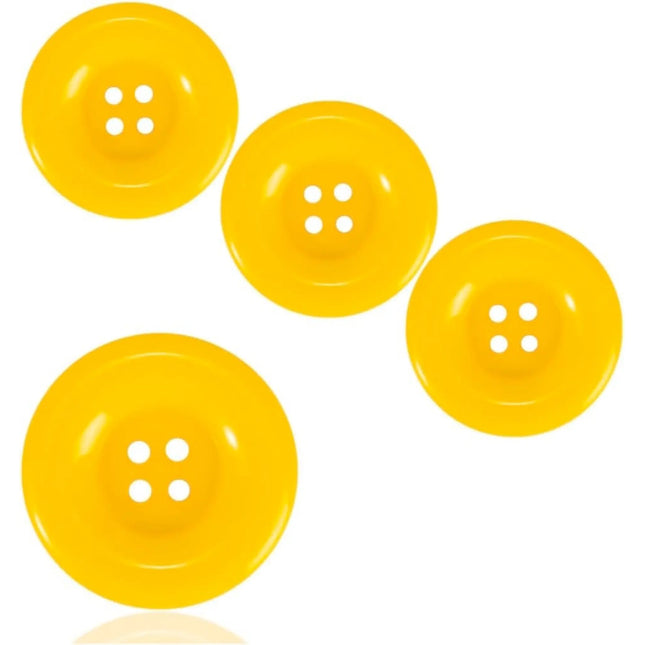 4x Super groß Knöpfe Knopf Mario Waluigi Mario gelb für Kostüm, Verkleidung