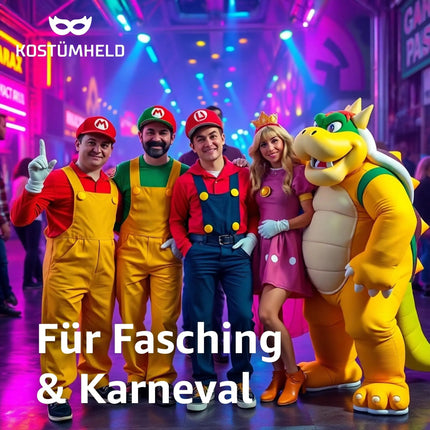 4x Super groß Knöpfe Knopf gelb für Kostüm, Verkleidung, Karneval Fasching – Mario Waluigi Mario – Erwachsene Latzhose Damen und Herren