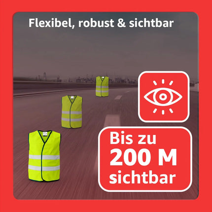 4x Warnwesten Auto 2025: Sicherheitsweste ISO20471 gelb - PKW & LKW - Reflektierende Pannen- und Unfallwesten - Autozubehör