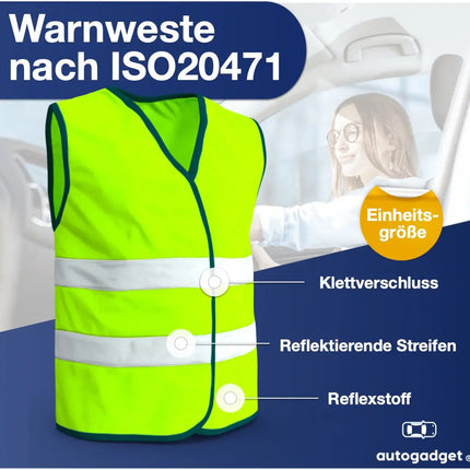 4X Warnwesten Auto gelb - Warnweste Pannenweste 2024 Unfallweste ISO20471 - Sicherheitsweste - TK Gruppe® Offizieller Onlineshop