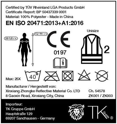 4X Warnwesten Auto gelb - Warnweste Pannenweste 2024 Unfallweste ISO20471 - Sicherheitsweste - TK Gruppe® Offizieller Onlineshop