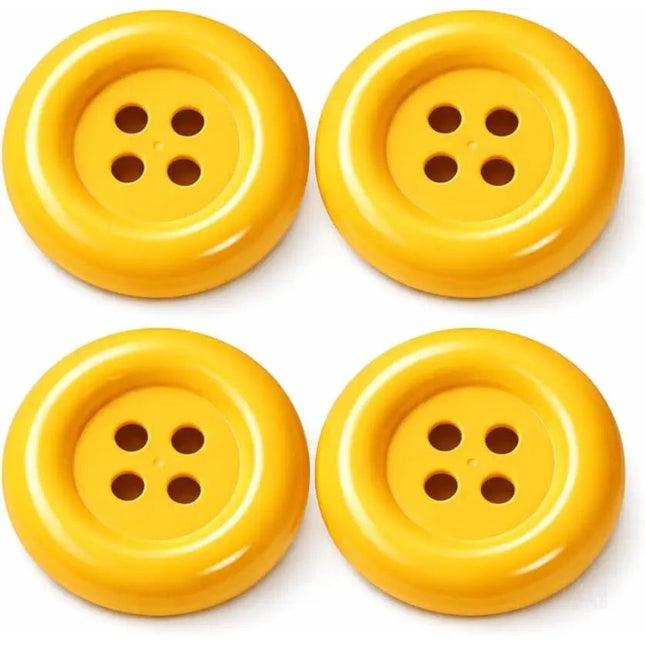 4x extra große gelbe Knöpfe – perfekt für Erwachsenen-Latzhosen für Damen & Herren, inspiriert von Mario & Waluigi, ideal für Kostüme zu Karneval & Fasching