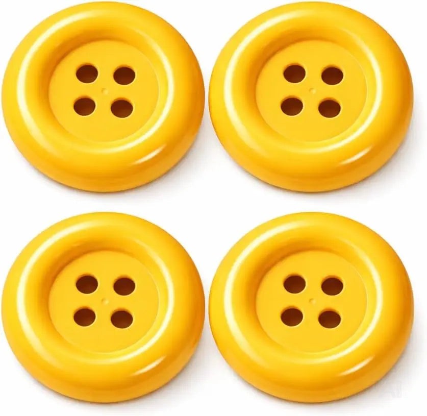 4x extra große gelbe Knöpfe – perfekt für Erwachsenen-Latzhosen für Damen & Herren, inspiriert von Mario & Waluigi, ideal für Kostüme zu Karneval & Fasching