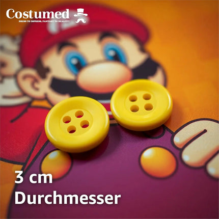 4x extra große gelbe Knöpfe – perfekt für Erwachsenen-Latzhosen für Damen & Herren, inspiriert von Mario & Waluigi, ideal für Kostüme zu Karneval & Fasching