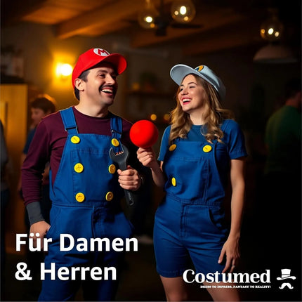 4x extra große gelbe Knöpfe – perfekt für Erwachsenen-Latzhosen für Damen & Herren, inspiriert von Mario & Waluigi, ideal für Kostüme zu Karneval & Fasching