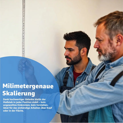 5 Stück Zollstock 2 Meter - Meterstab extra bruchsicher & Messgenau & leicht zu lesen - weiß