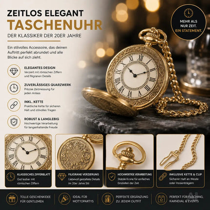 5 in 1 Kostüm – 20er & 1920 Jahre Accessoires Herren Männer Set – Verkleidung wie Gatsby, Charleston für Fasching & Karneval – Kostüm & Fastnachtskostüme