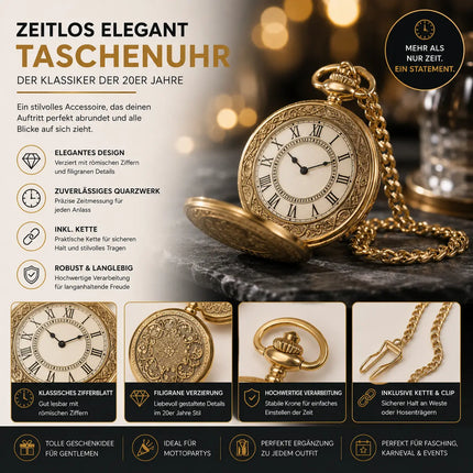 5 in 1 Kostüm – 20er & 1920 Jahre Accessoires Herren Männer Set – Verkleidung wie Gatsby, Charleston für Fasching & Karneval – Kostüm & Fastnachtskostüme