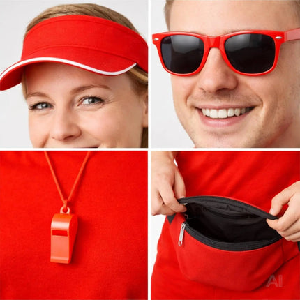 5 in 1 Lifeguard Set wie Baywatch – Fasching Kostüm Karneval Verkleidung Rettungschwimmer Bademeister mit Boje Rettungsring Rettungsbrett Schwimmboje Herren & Damen