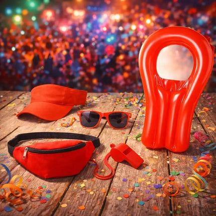 5 in 1 Lifeguard Set wie Baywatch – Fasching Kostüm Karneval Verkleidung Rettungschwimmer Bademeister mit Boje Rettungsring Rettungsbrett Schwimmboje Herren & Damen