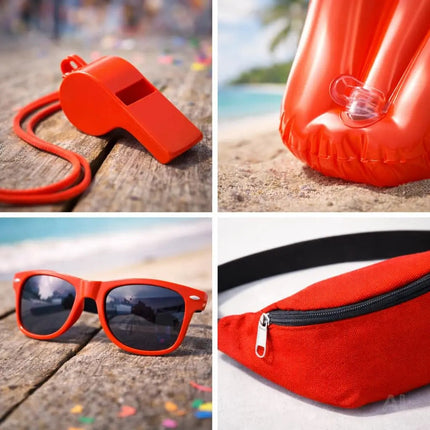 5-in-1 Rettungsschwimmer Kostüm inspiriert von Baywatch – Lifeguard Set für Damen & Herren – Detailansicht 6