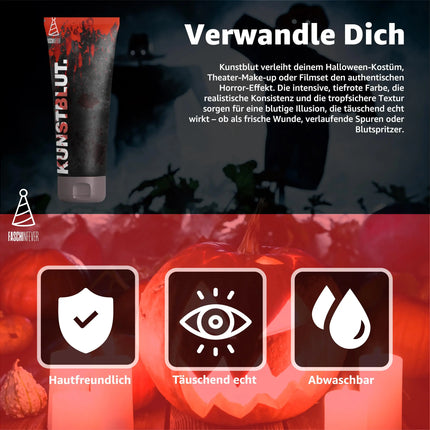 50 ml Blut - abwaschbar & täuschend echt - &Kunstblut zum Schminken - Fake Blood Verkleiden - Halloween & Fasching