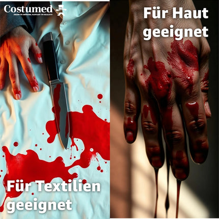 50 ml Fake Blood - Blut - täuschend echt & abwaschbar - Kunstblut - für Halloween & Fasching zum Schminken und Verkleiden