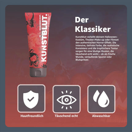 50 ml Kunstblut - Blut - Fake Blood zum Schminken und Verkleiden and Halloween & Fasching - Abwaschbar & täuschend echt