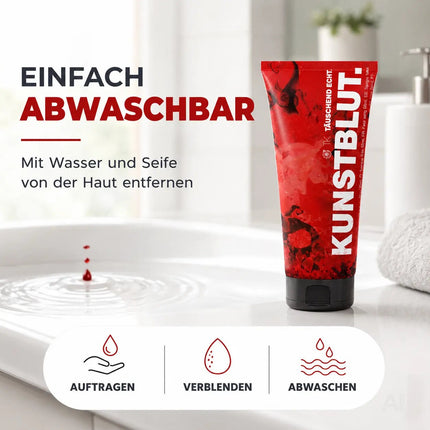 50 ml Kunstblut - Blut - Fake Blood zum Schminken und Verkleiden and Halloween & Fasching - Abwaschbar & täuschend echt