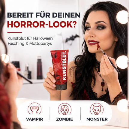 50 ml Kunstblut - Blut - Fake Blood zum Schminken und Verkleiden and Halloween & Fasching - Abwaschbar & täuschend echt