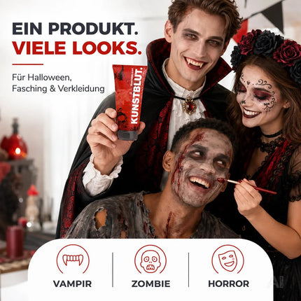 50 ml Kunstblut - Blut - Fake Blood zum Schminken und Verkleiden and Halloween & Fasching - Abwaschbar & täuschend echt