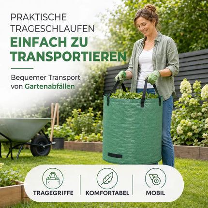 500 Liter Gartenabfallsack groß & reißfest – 150 GSM Laubsack aus Polypropylen – Gartensack für Laub, Rasenschnitt & Grünschnitt (500 Liter)