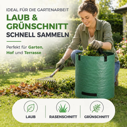 500 Liter Gartenabfallsack groß & reißfest – 150 GSM Laubsack aus Polypropylen – Gartensack für Laub, Rasenschnitt & Grünschnitt (500 Liter)