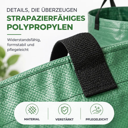 500 Liter Gartenabfallsack groß & reißfest – 150 GSM Laubsack aus Polypropylen – Gartensack für Laub, Rasenschnitt & Grünschnitt (500 Liter)