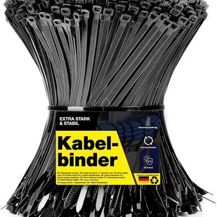 500x Kabelbinder Set cable ties schwarz - kurz & lang - reißfest & UV beständig