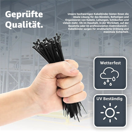500x Kabelbinder Set cable ties schwarz - kurz & lang - reißfest & UV beständig