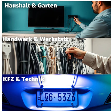 500x Kabelbinder Set cable ties schwarz - kurz & lang - reißfest & UV beständig