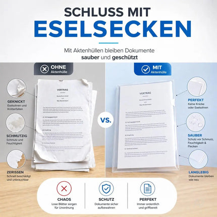 50x Aktenhüllen A4 transparent – Seitlich offene Klarsichthüllen aus dokumentenechter – Detailansicht 5